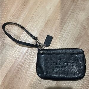 Coach Black Pebbled Leather Wristlet